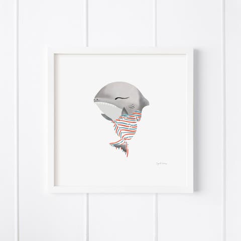 Baby Great White Shark Framed Museum Quality 12" x 12" Art Print