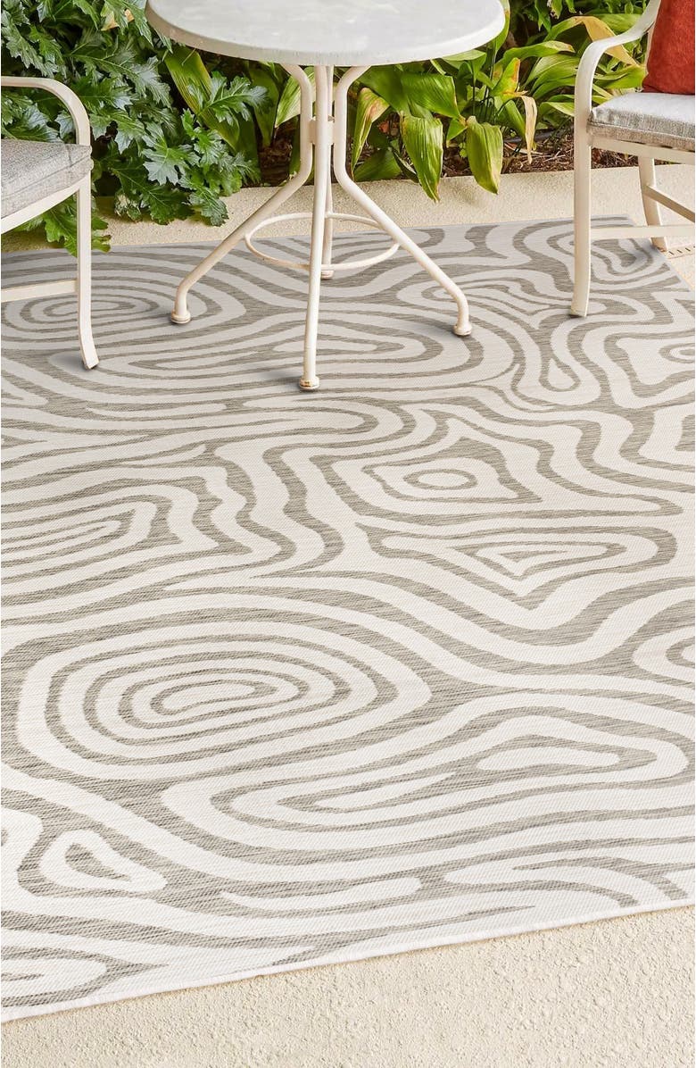 JONATHAN Y Eryx Modern Bohemian Abstract Organic Reversible Machine-Washable Indoor/Outdoor Area Rug, Alternate, color, Gray/Cream