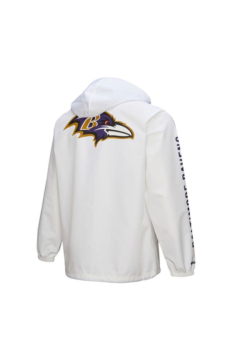 Mitchell & Ness Men's Mitchell & Ness  White Baltimore Ravens Vintage Logo Coaches Full-Snap Hoodie Jacket, Alternate, color, 