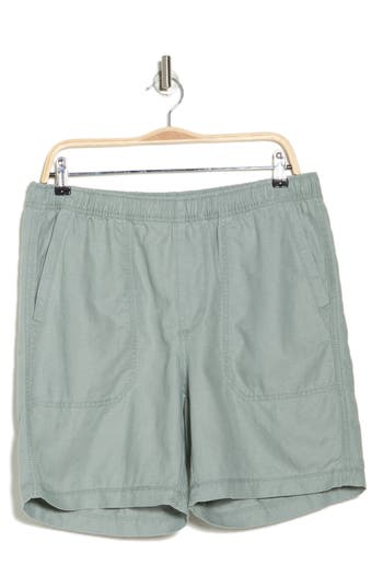 Union Cubano Linen & Cotton Pull-on Shorts In Silver Sage
