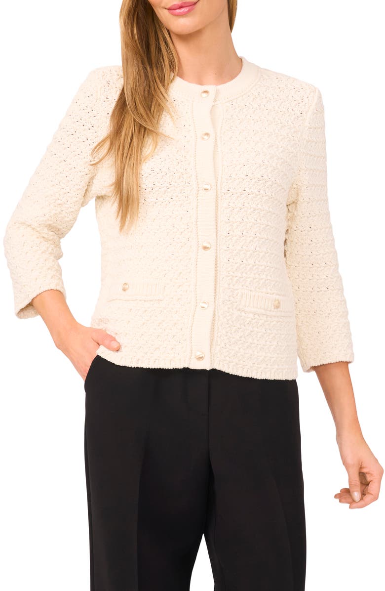 Halogen<sup>®</sup> Open Stitch Cardigan, Main, color, Birch Lurex