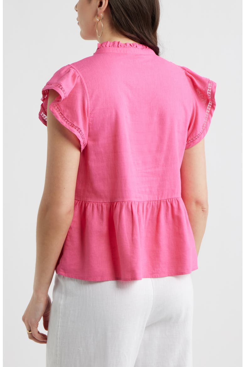 Ruffle Sleeve Popover Top, Alternate, color, PINK SHOCK