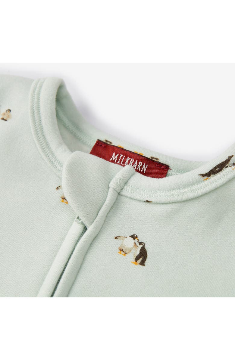 Milkbarn Stretch Fleece Zipper Footed Romper, Alternate, color, Lil' Penguin