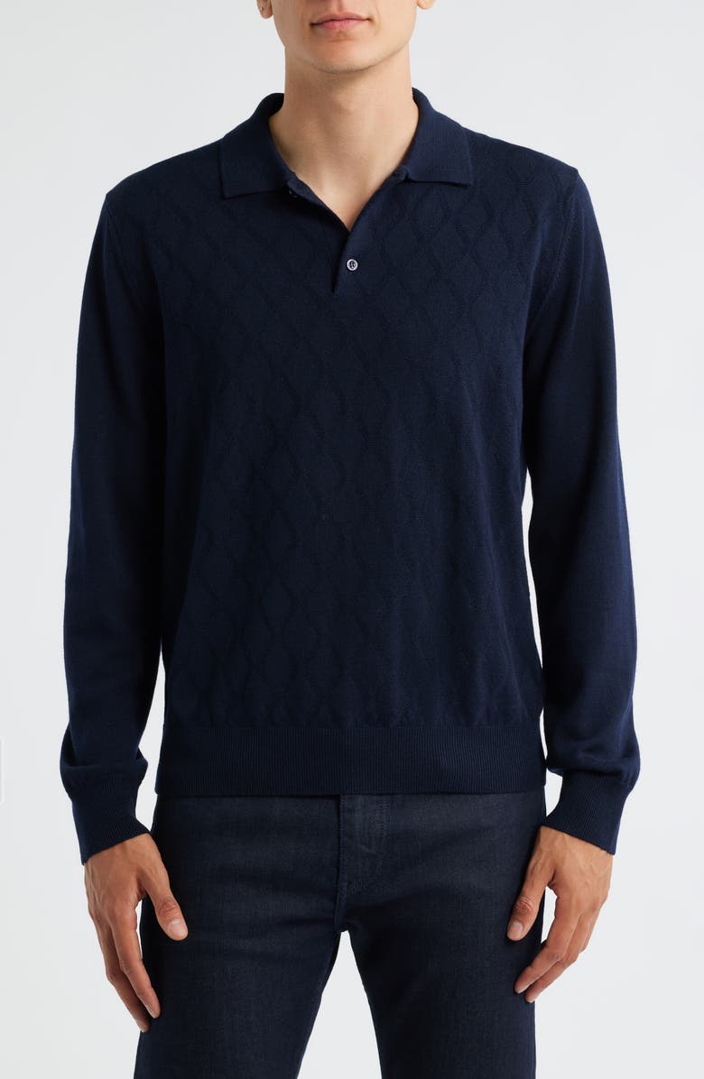 Canali Wool Polo Sweater, Main, color, Navy