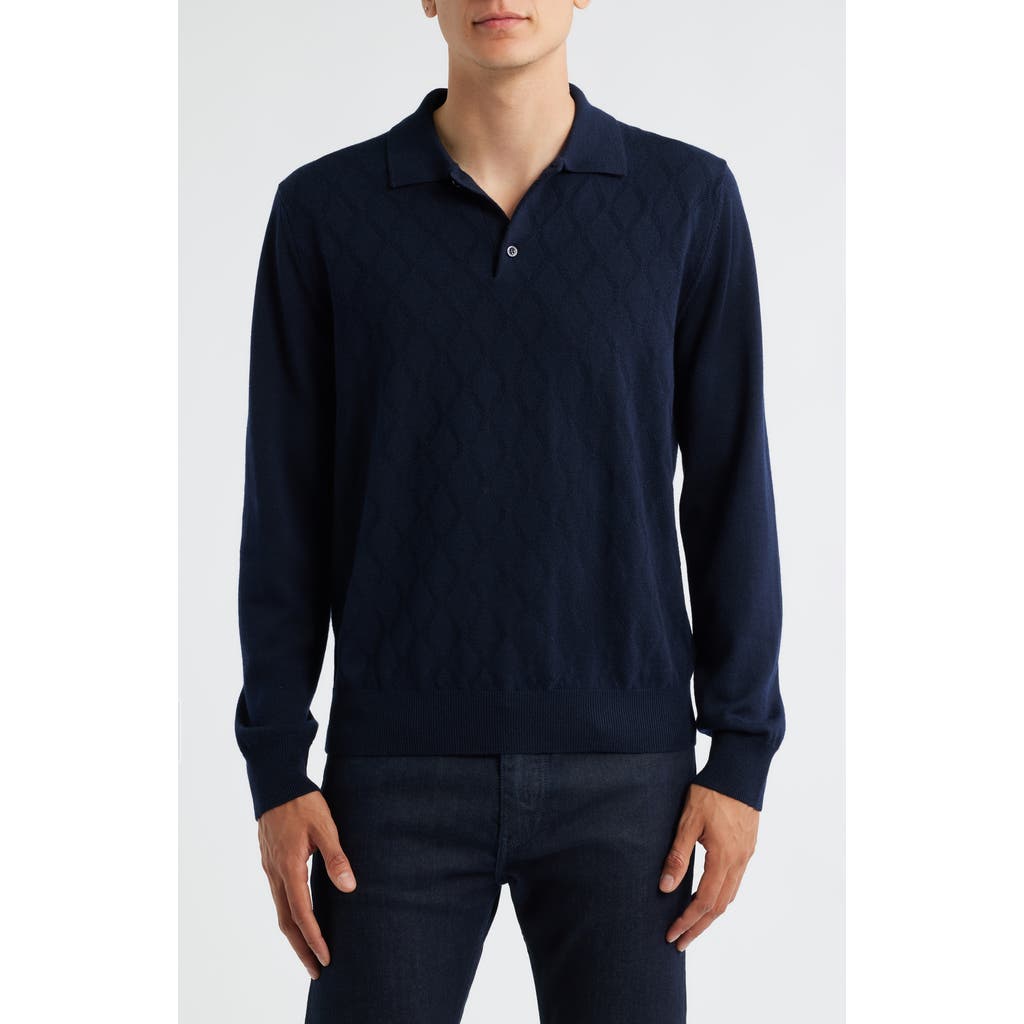 Canali Wool Polo Sweater In Blue