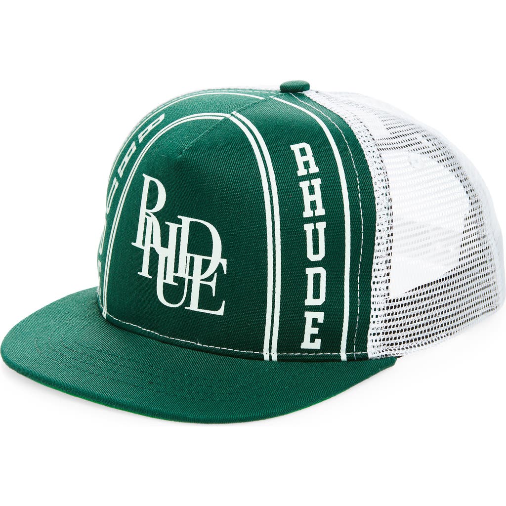 Rhude Collegiate Scramble Trucker Hat In Green