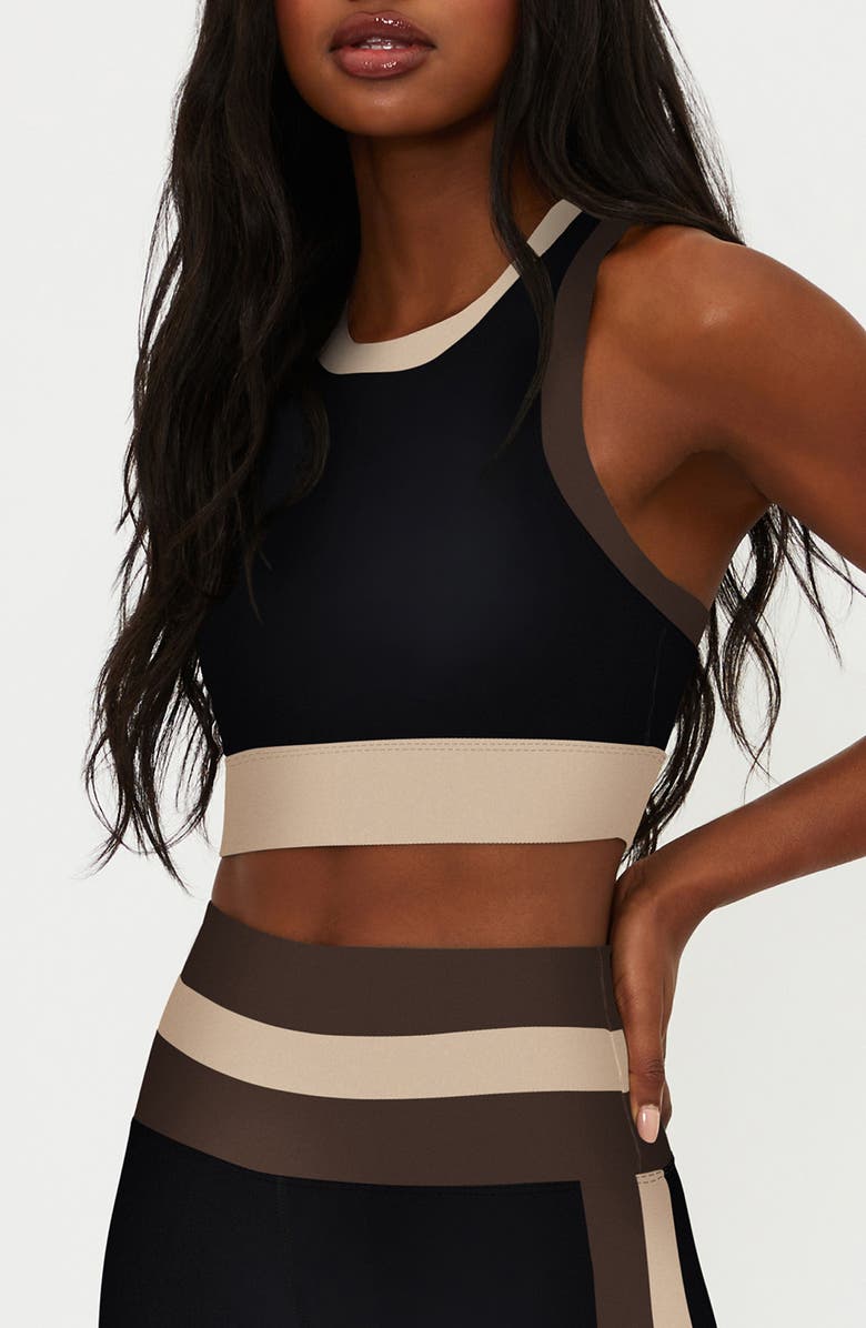 Beach Riot Gwen Colorblock Racerback Longline Sports Bra, Alternate, color, Mystic Colorblock