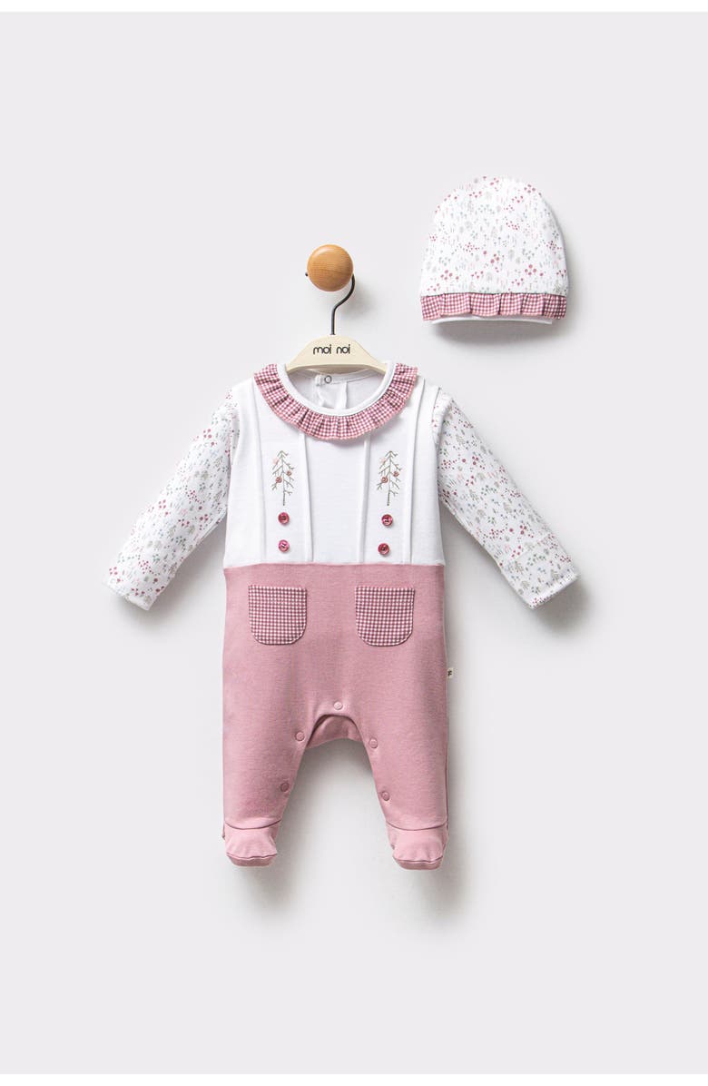 moi noi Gingham Flower One-Piece Set, Alternate, color, Pink