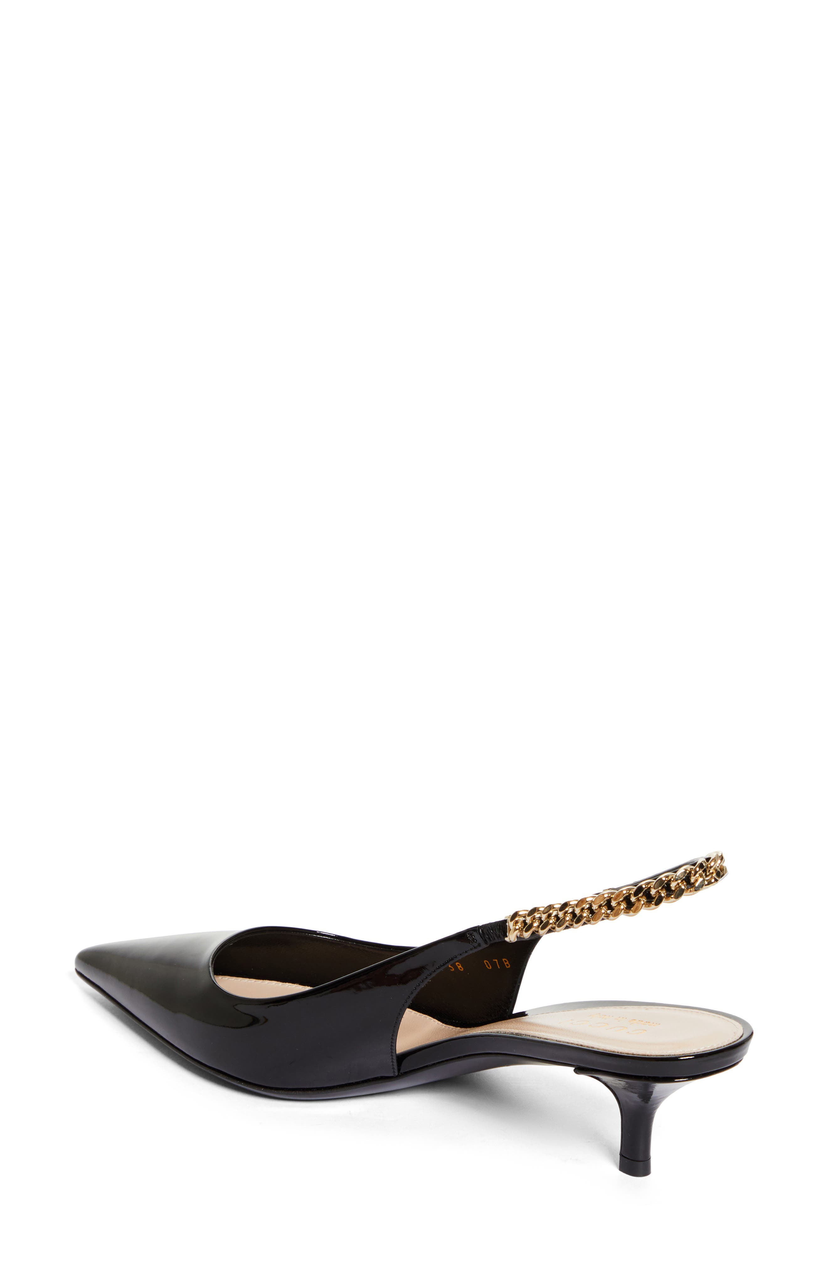 Gucci Signoria Pointed Toe Slingback Pump, Alternate, color, Black