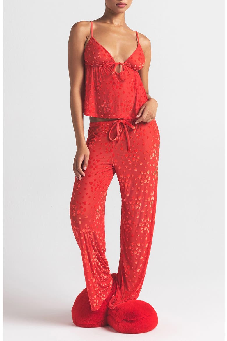 Sheer Velvet Pajamas, Main, color, RUBY