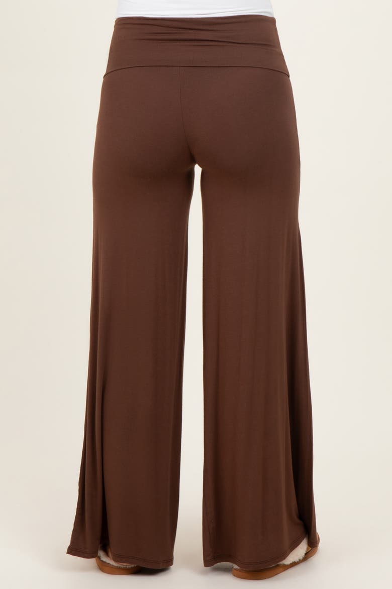 Fold Over Waist Wide Leg Lounge Pants, Alternate, color, Brown