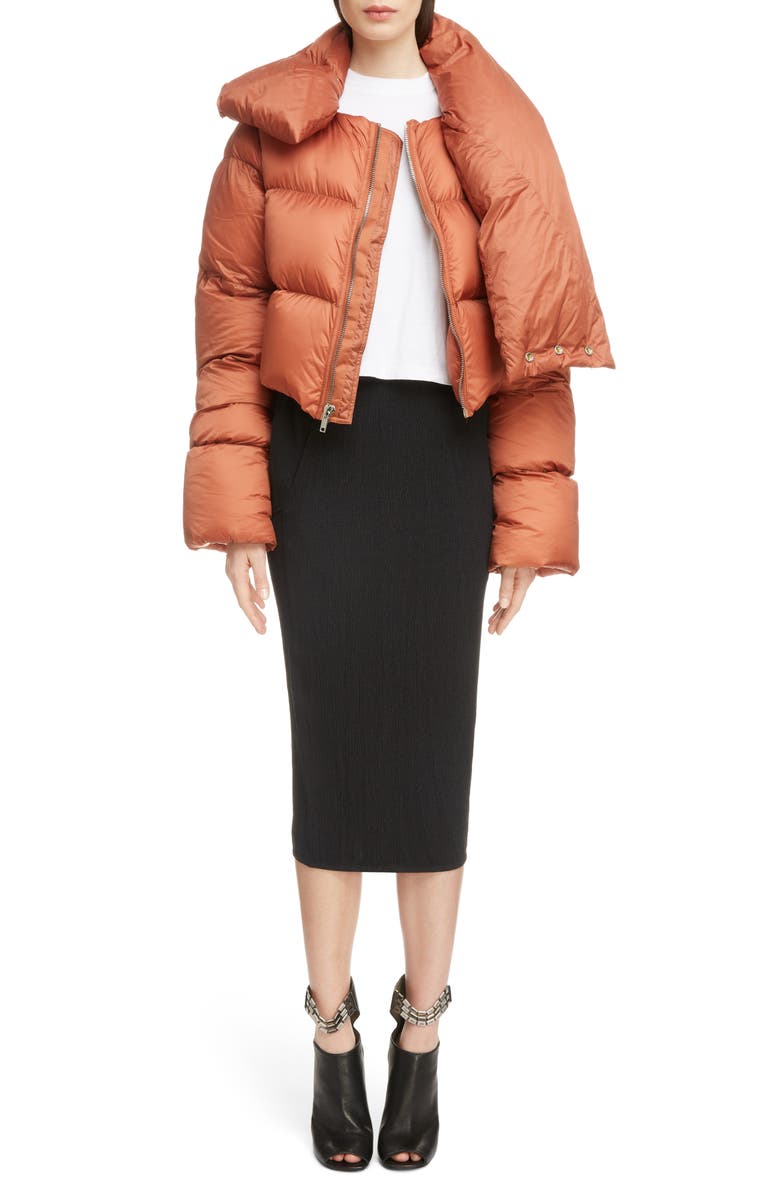 Rick Owens Down Fill Crop Puffer Coat, Alternate, color, 