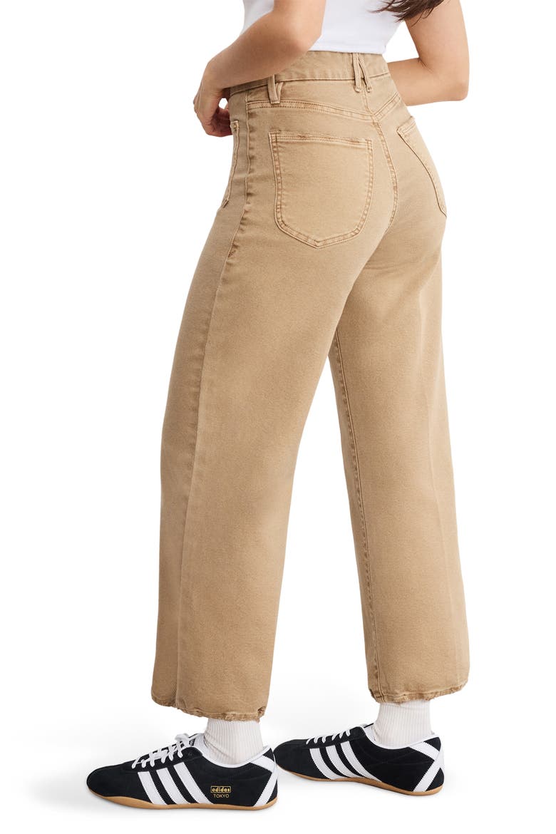 Patch Pocket Crop Palazzo Jeans, Alternate, color, GOOD KHAKI001