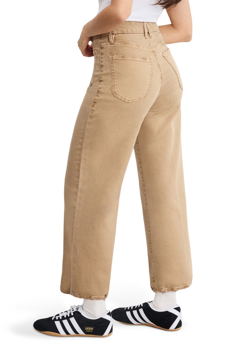 Good American Patch Pocket Crop Palazzo Jeans, Alternate, color, Good Khaki001