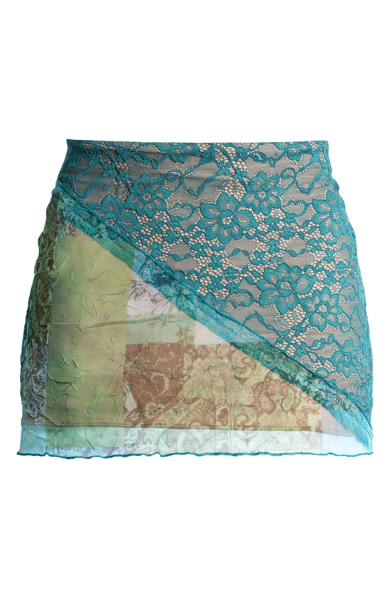 Mistress Rocks Lace & Mesh Miniskirt, Alternate, color, Ocean Teal