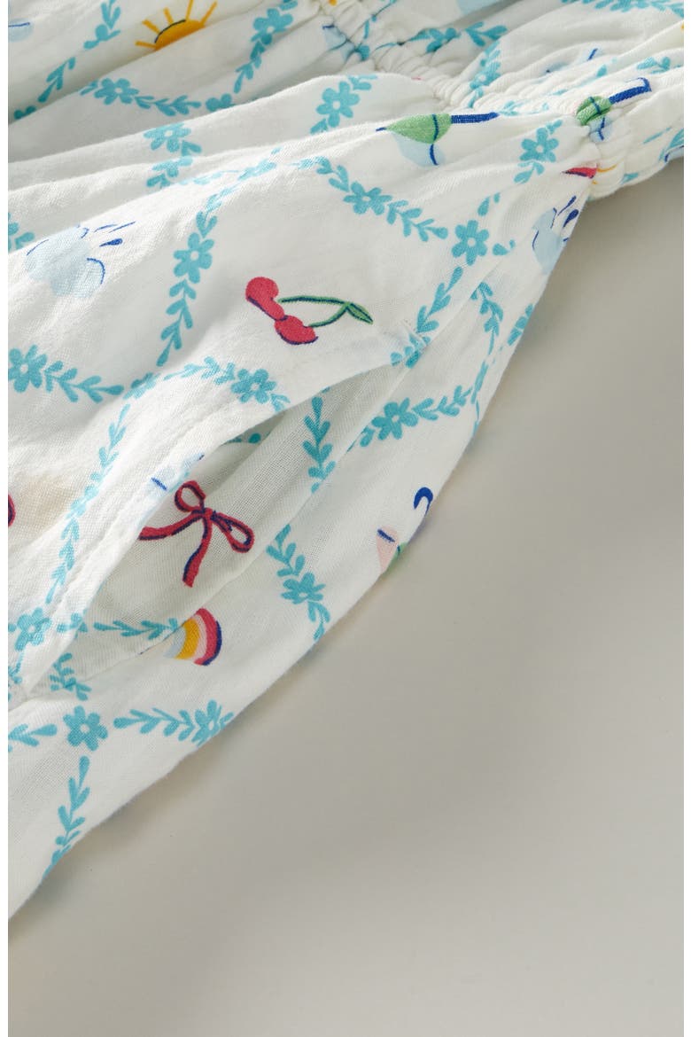 Kids' Print Ruffle Cotton Sundress, Alternate, color, IVORY EGRET DIAGONAL FLORAL