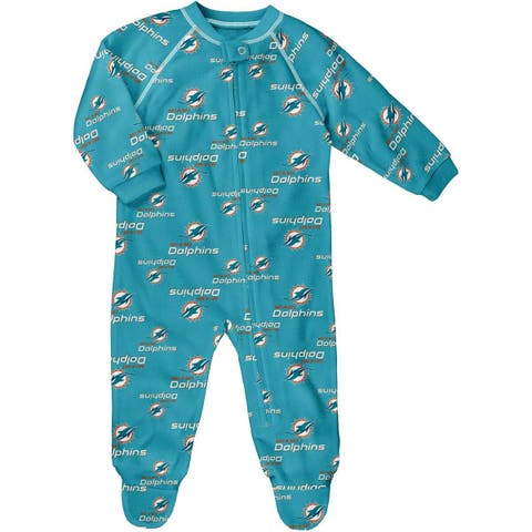 Newborn Aqua Miami Dolphins Allover Print Raglan Full-Zip Jumper