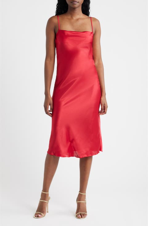 Bow Back Satin Cocktail Slipdress