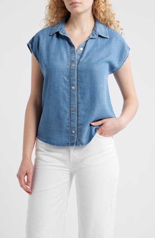 Cloth & Stone Trim Chambray Shirt In Blue
