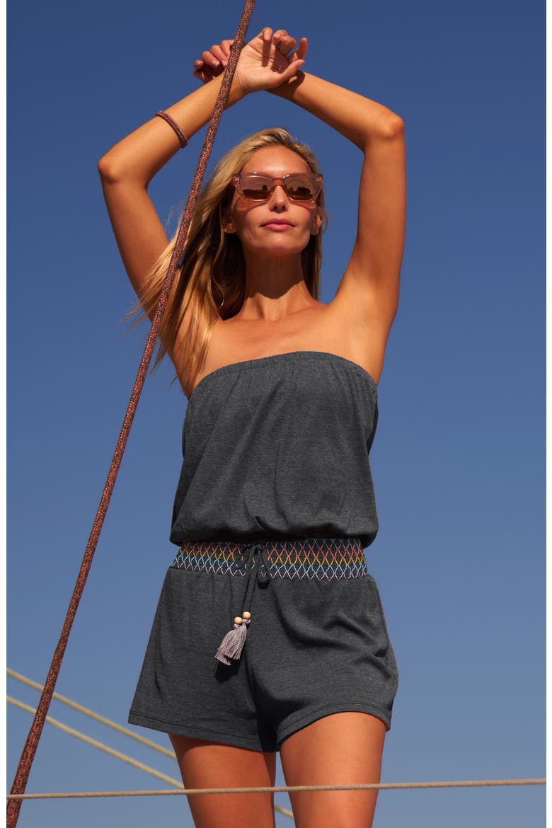 Sunset Cover-Up Romper, Alternate, color, CHARCOAL