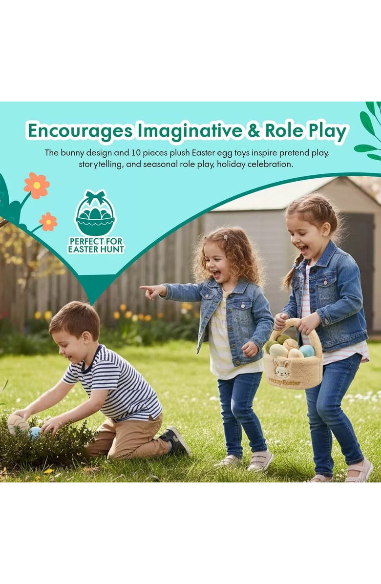 Sperric Easter Plush  Basket and Baby Teethers 13-Piece Set, Alternate, color, Neutral