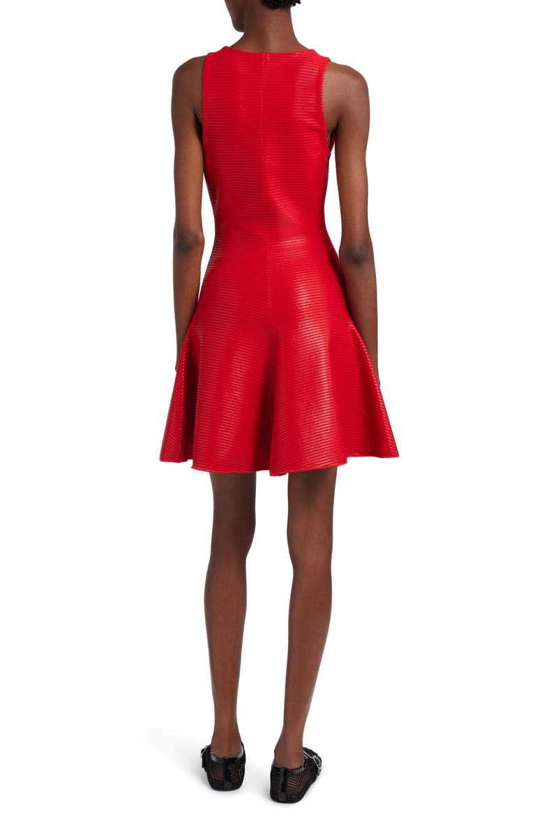 Coated Rib Fit & Flare Dress, Alternate, color, ROUGE