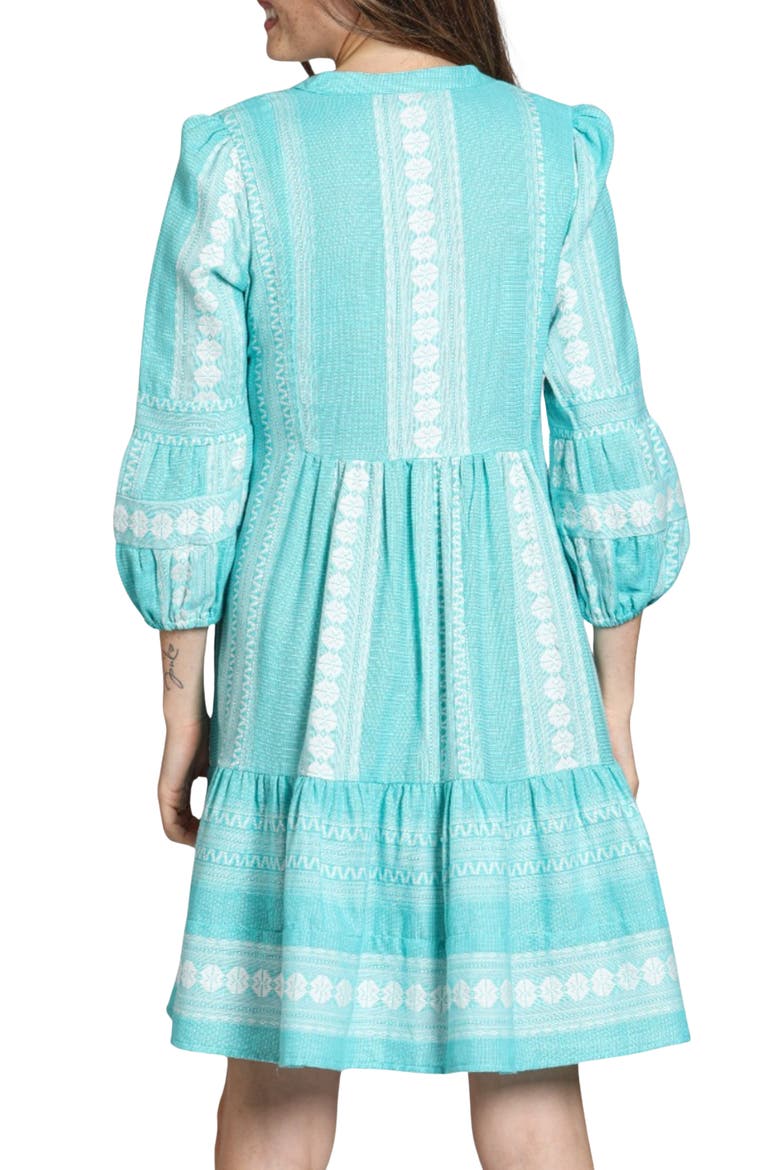 Stripe Tiered Cotton Dress, Alternate, color, TURQUOISE MULTI