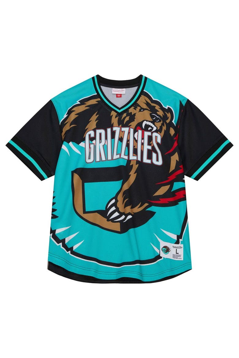 Men's Mitchell & Ness  Turquoise Vancouver Grizzlies Jumbotron 3.0 Mesh V-Neck T-Shirt, Alternate, color, Turquoise