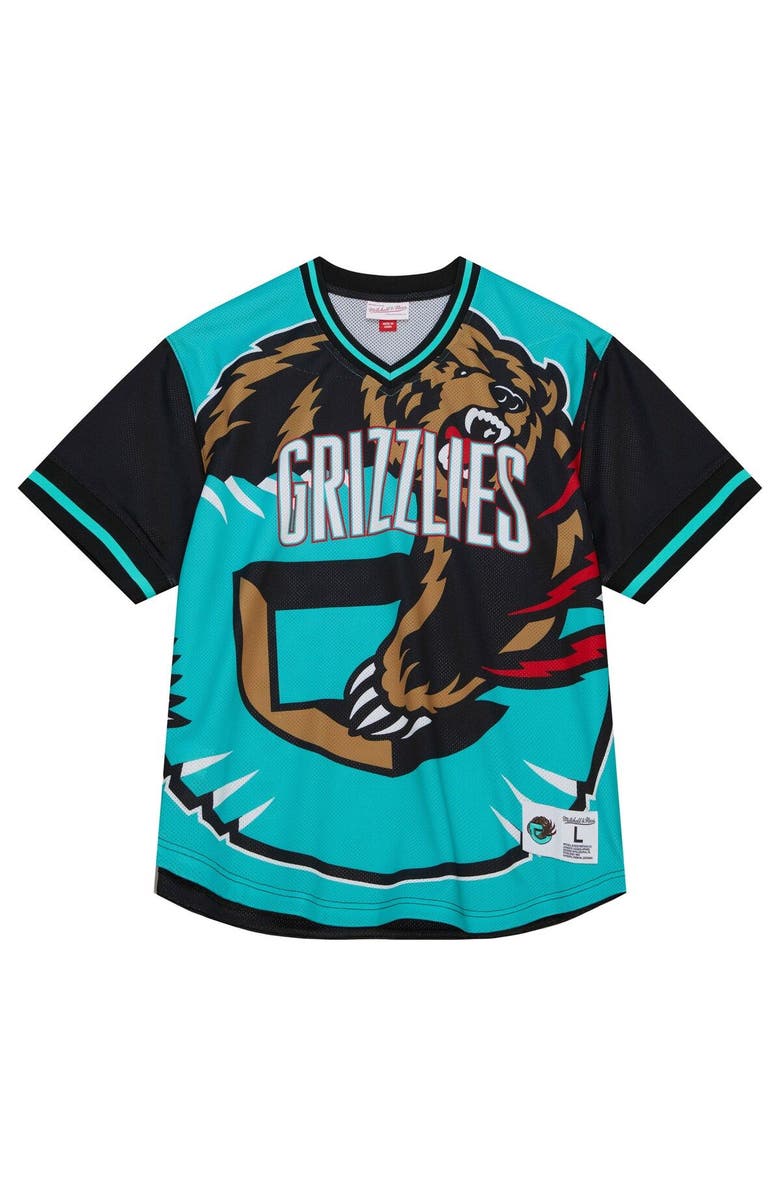 Mitchell & Ness Men's Mitchell & Ness  Turquoise Vancouver Grizzlies Jumbotron 3.0 Mesh V-Neck T-Shirt, Alternate, color, 