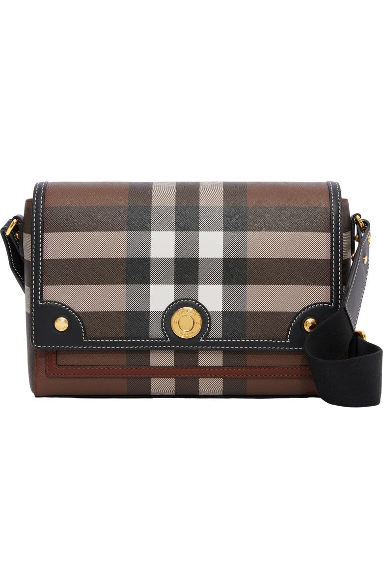 Burberry Medium Note Check & Leather Crossbody Bag, Main, color,