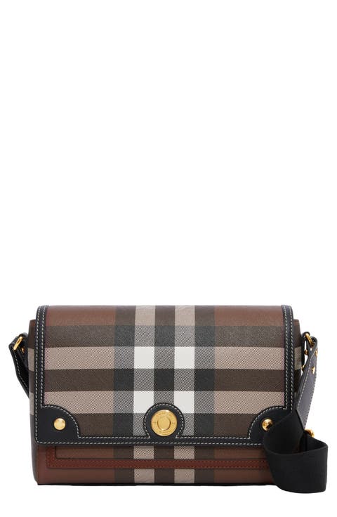 Medium Note Check & Leather Crossbody Bag