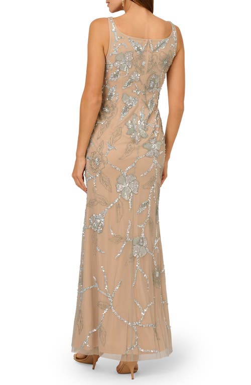 ADRIANNA PAPELL ADRIANNA PAPELL BEADED FLORAL MERMAID GOWN