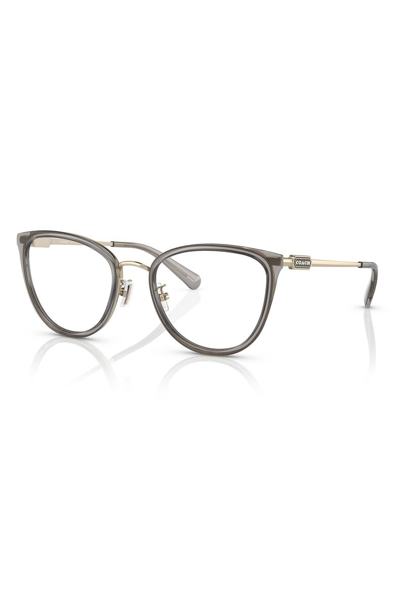 COACH 54mm Cat Eye Optical Glasses, Alternate, color, Shiny Light Gold / Demo Lens