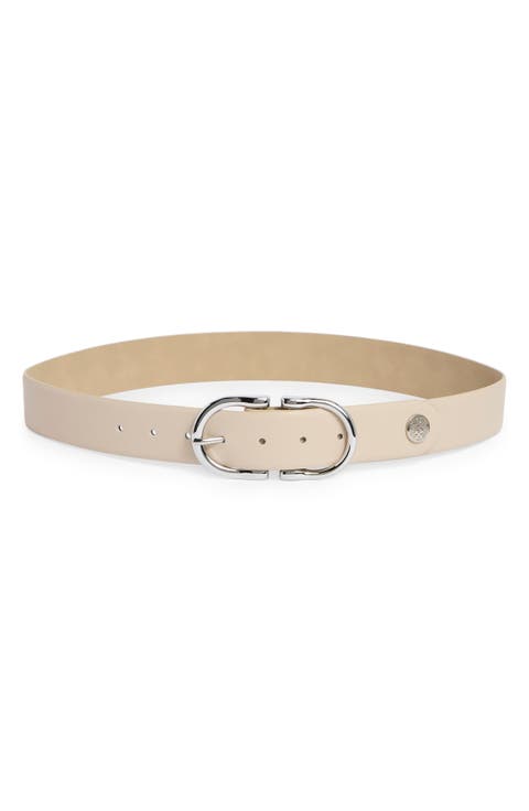 Centerbar Buckle Faux Leather Belt