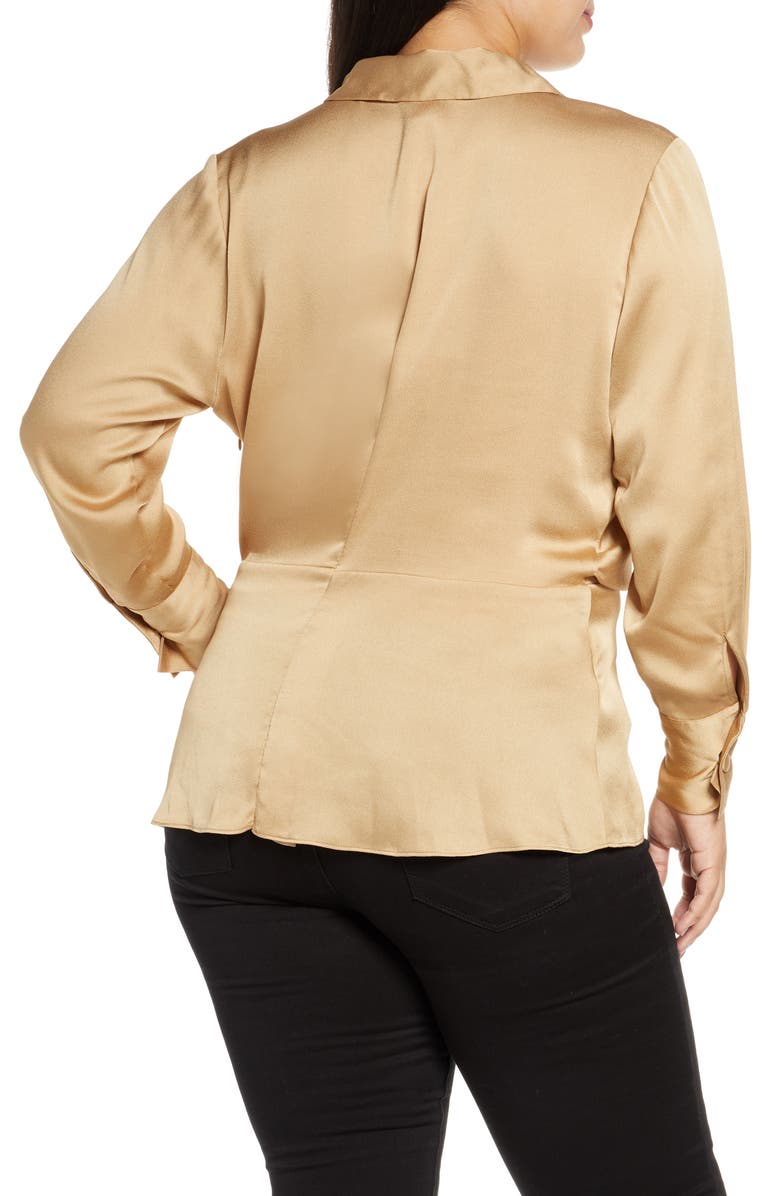 Vince Camuto Twist Detail Hammered Satin Blouse, Alternate, color, 