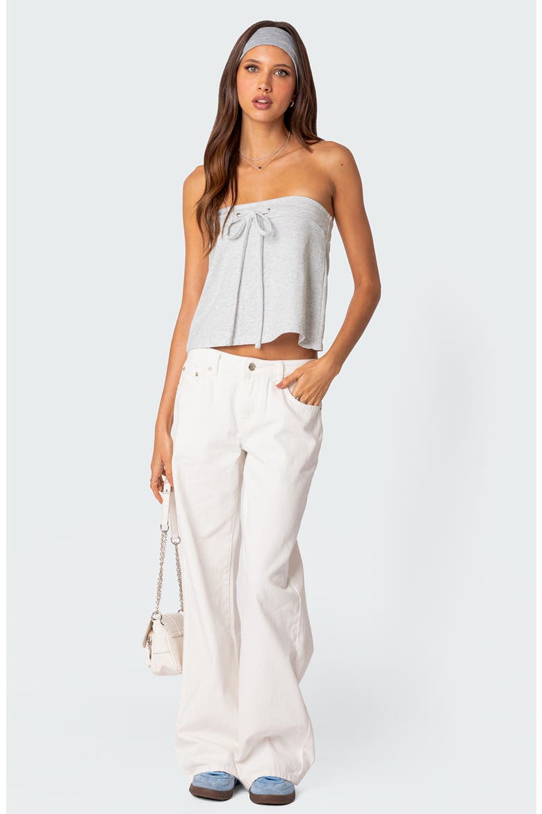 Caroline Front Tie Strapless Top, Alternate, color, GRAY-MELANGE
