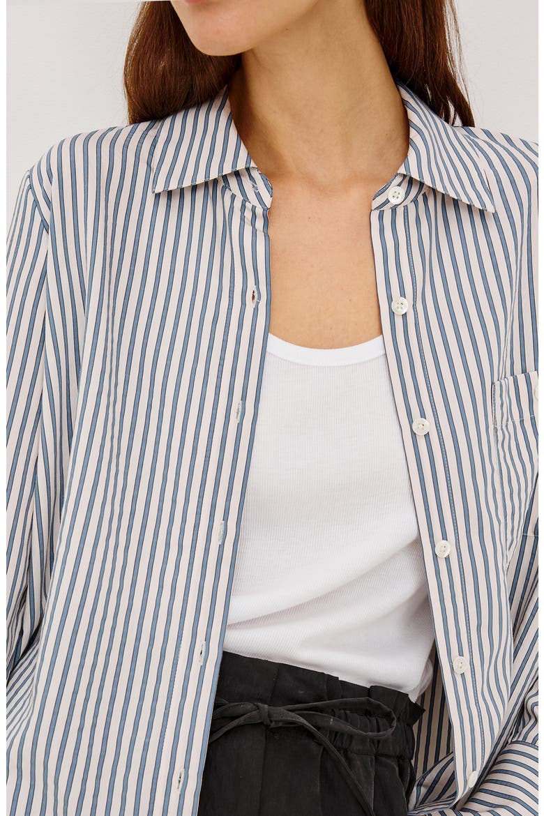 Beck Striped Button-Up Shirt, Alternate, color, IVORY STEEL BLUE STRIPE