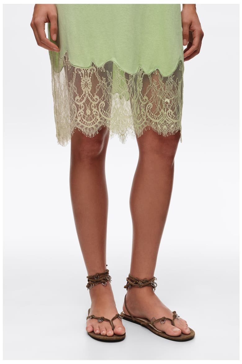 Short Lace T-Shirt Dress, Alternate, color, APPLE GREEN