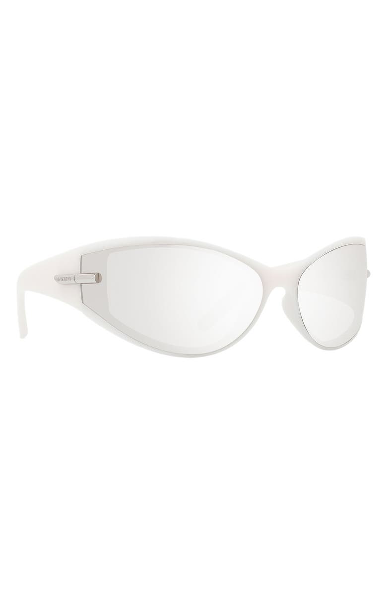 Givenchy 75mm Oversize Oval Sunglasses, Alternate, color, White/ Other / Smoke Mirror