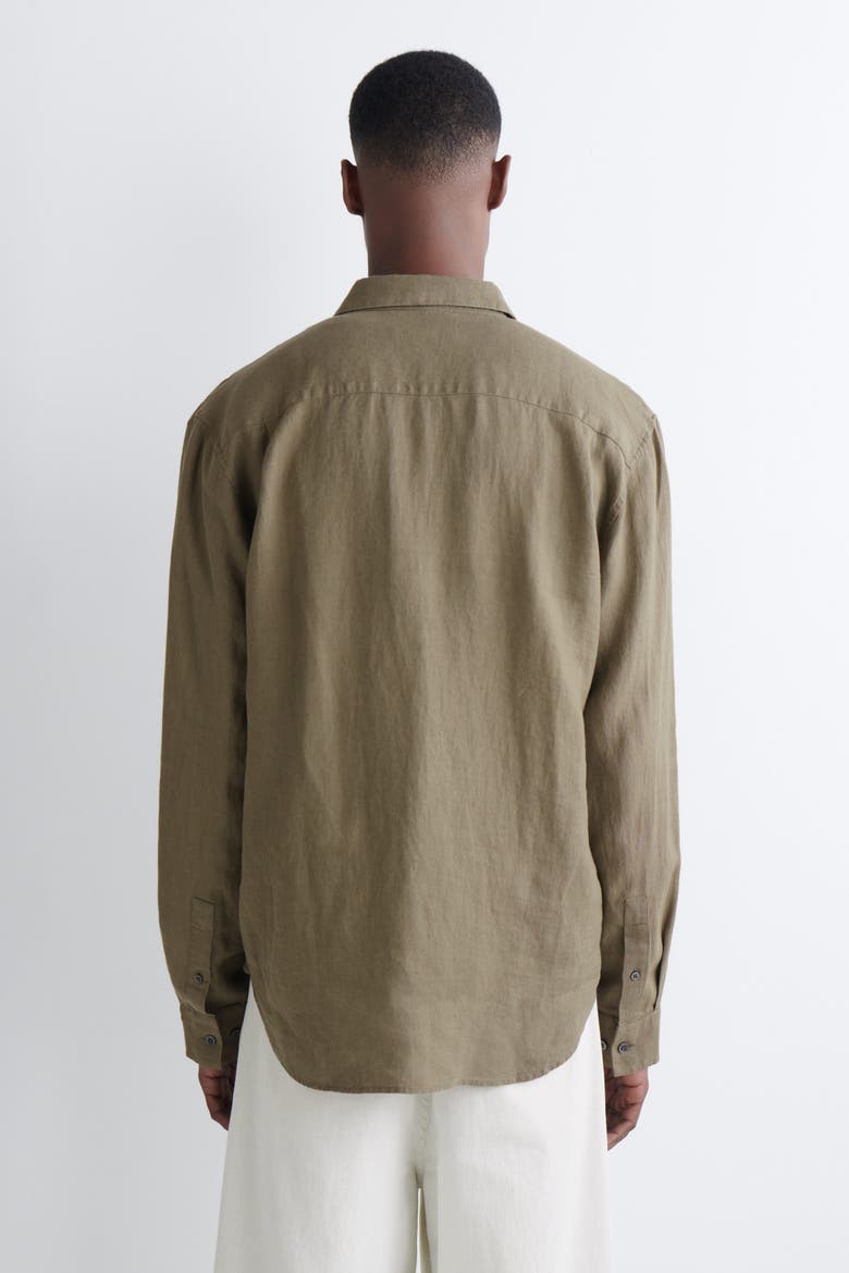 Relaxed Linen Shirt, Alternate, color, DARK GREEN