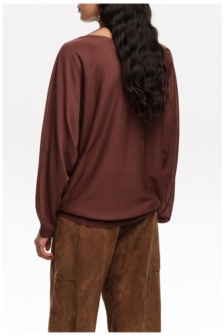 Boat Neckline Crossover Ties Sweater, Alternate, color, BROWN