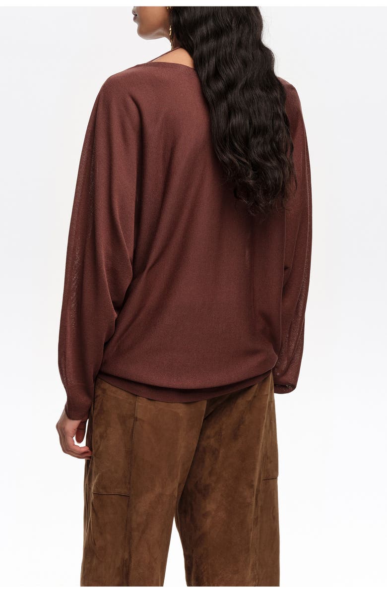 Bimba y Lola Boat Neckline Crossover Ties Sweater, Alternate, color, Brown