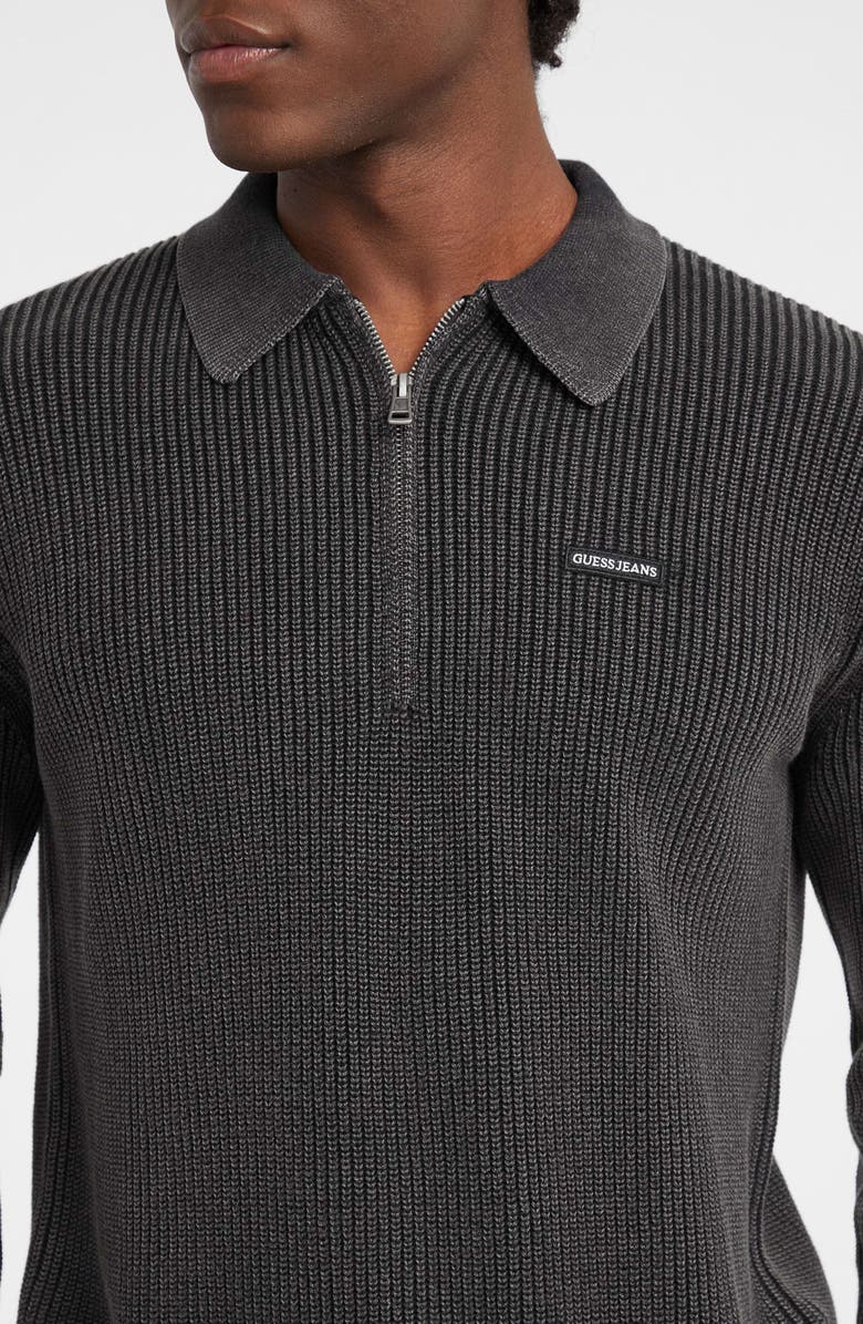 GUESS JEANS Organic Cotton Half Zip Sweater, Alternate, color, Black