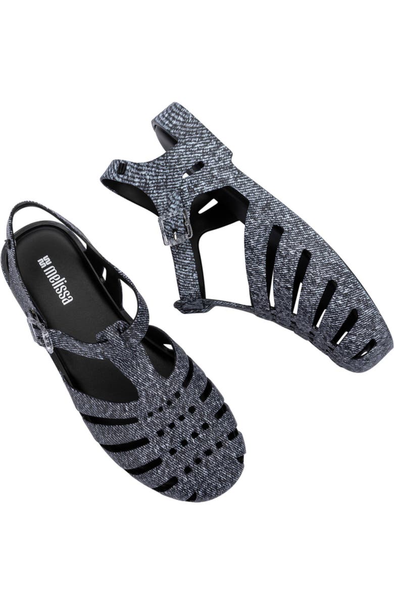 Melissa Possession Denim Print Fisherman Sandal, Alternate, color,