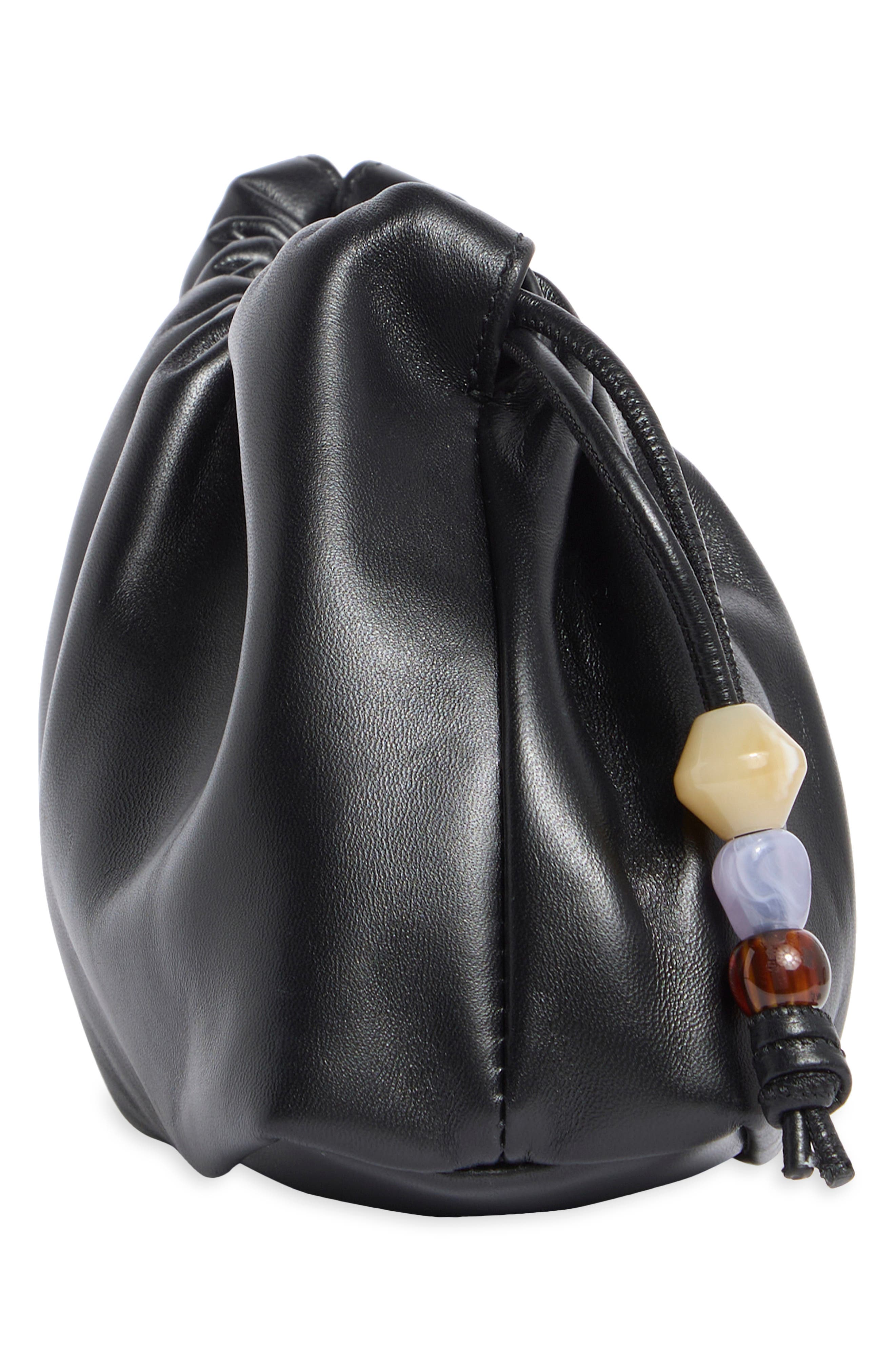 Reformation Solene Small Leather Pouch, Alternate, color, Black Leather