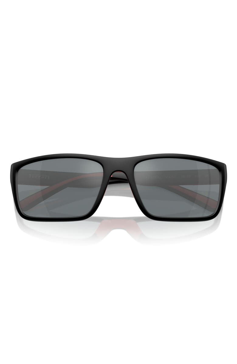 Scuderia Ferrari 59mm Mirrored Rectangular Sunglasses, Alternate, color, Black Grey
