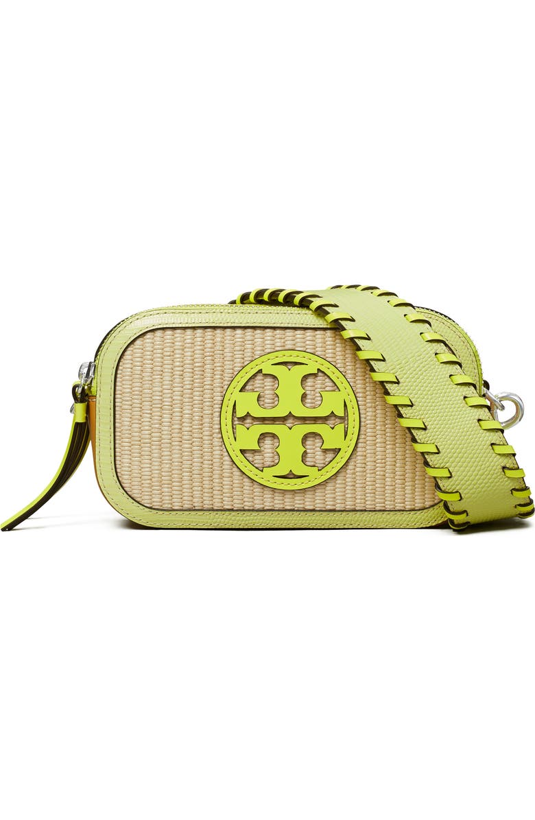 Tory Burch Mini Miller Raffia Crossbody Bag, Main, color,
