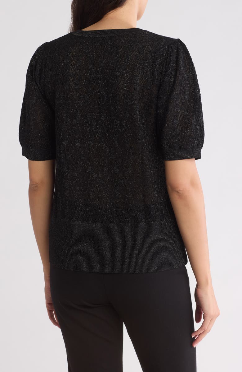 Adrianna Papell Lace Stitch Short Sleeve Sweater, Alternate, color,