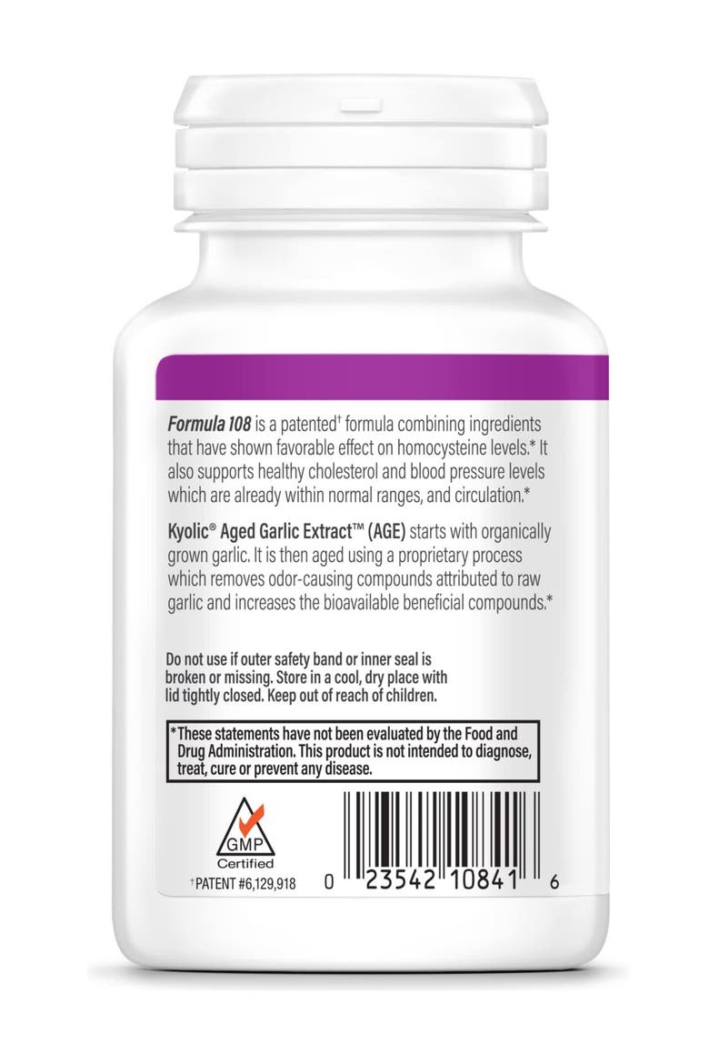 Aged Garlic Extract Formula 108, Total Heart Health, 100 Capsules, Alternate, color, None