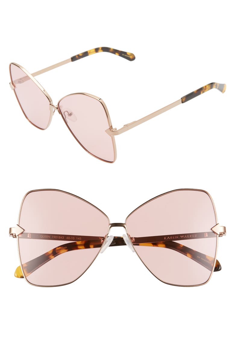 Queen 60mm Butterfly Sunglasses, Main, color, GOLD/ BLUSH